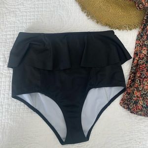 Kortni Jean Ruffle Black High-waisted swimsuit bottoms